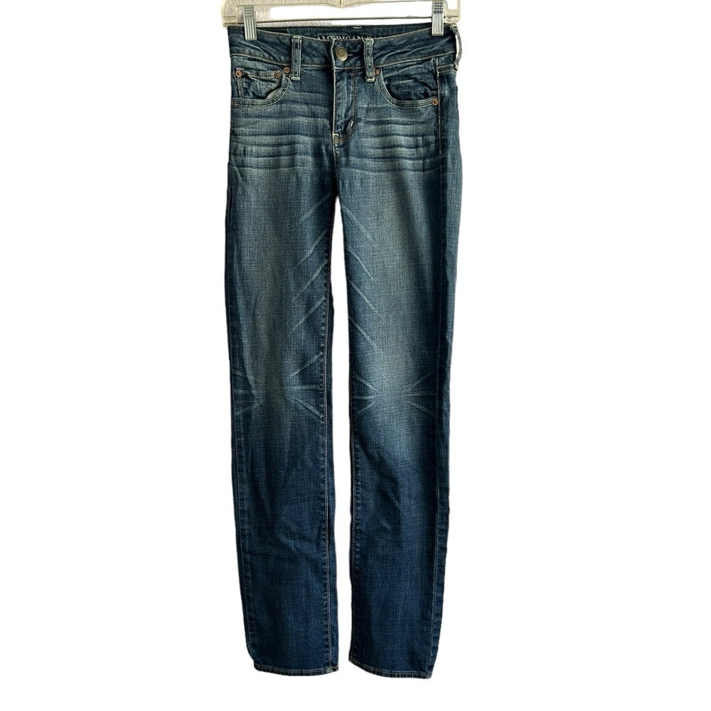 American Eagle Outfitters Straight Super Stretch Denim Jeans • Used • Size: 0